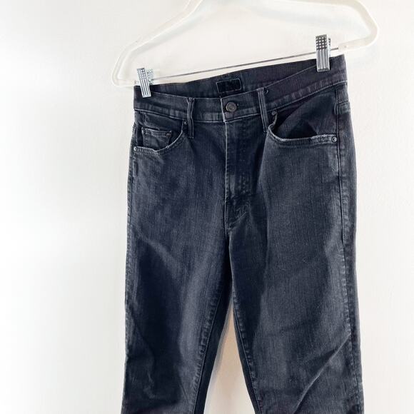 Mother High Waisted Denim The Insider Crop Step Fray Jeans Not Guilty Black 29 - Picture 6 of 11